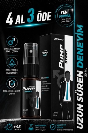 Carino E Bella Pump Start Care for Man Premium Uzun Deneyim Erkek Sprey 30ml ...