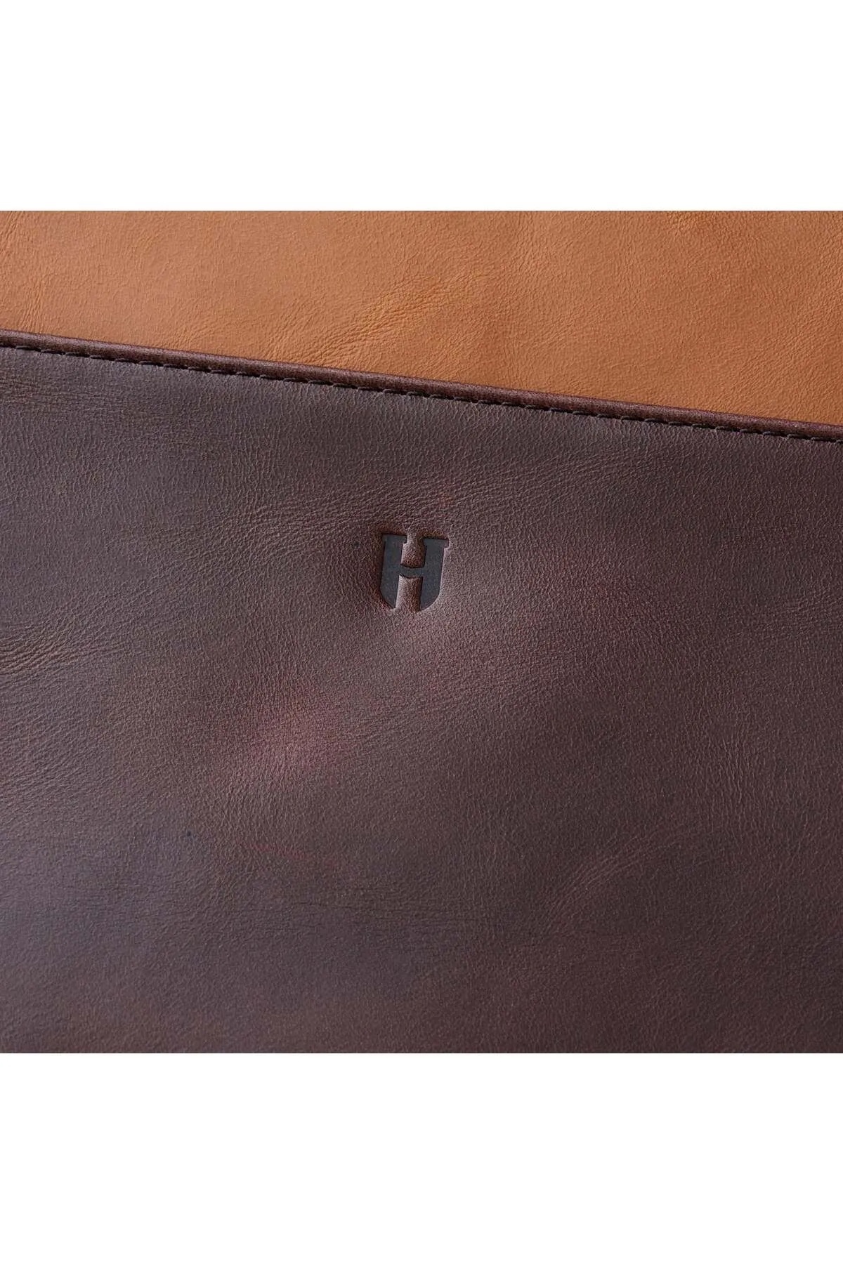 HELMBROOK Kadın Hakiki Deri Portföy Çanta Fermuarlı RFID Korumalı Beverly Taba Kahve görsel 6