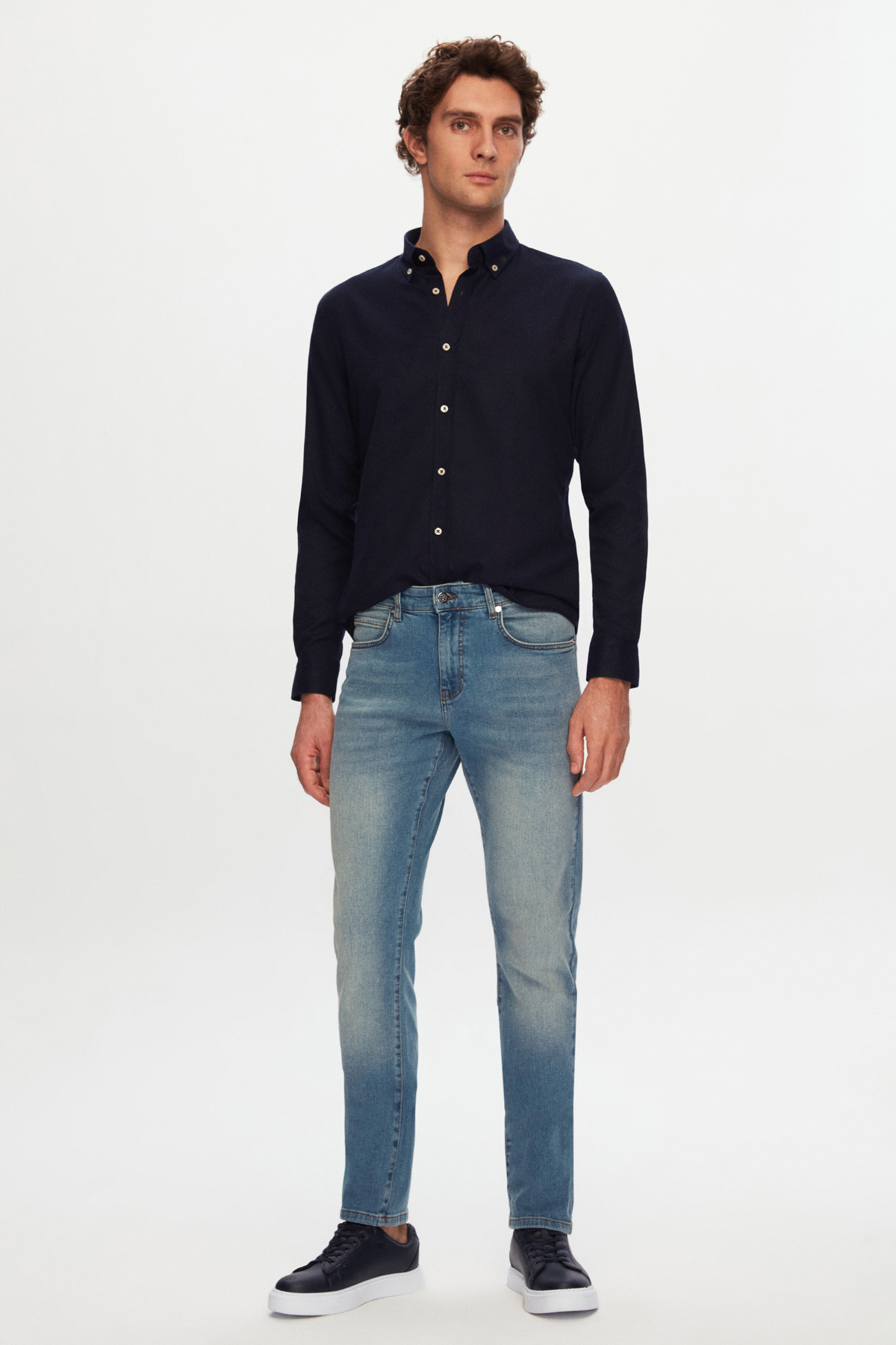 D'S Damat Ds Damat Slim Fit Mavi Düz Jean Kot Beş Cepli Likralı Yıkamalı Denim Pantolon görsel 6