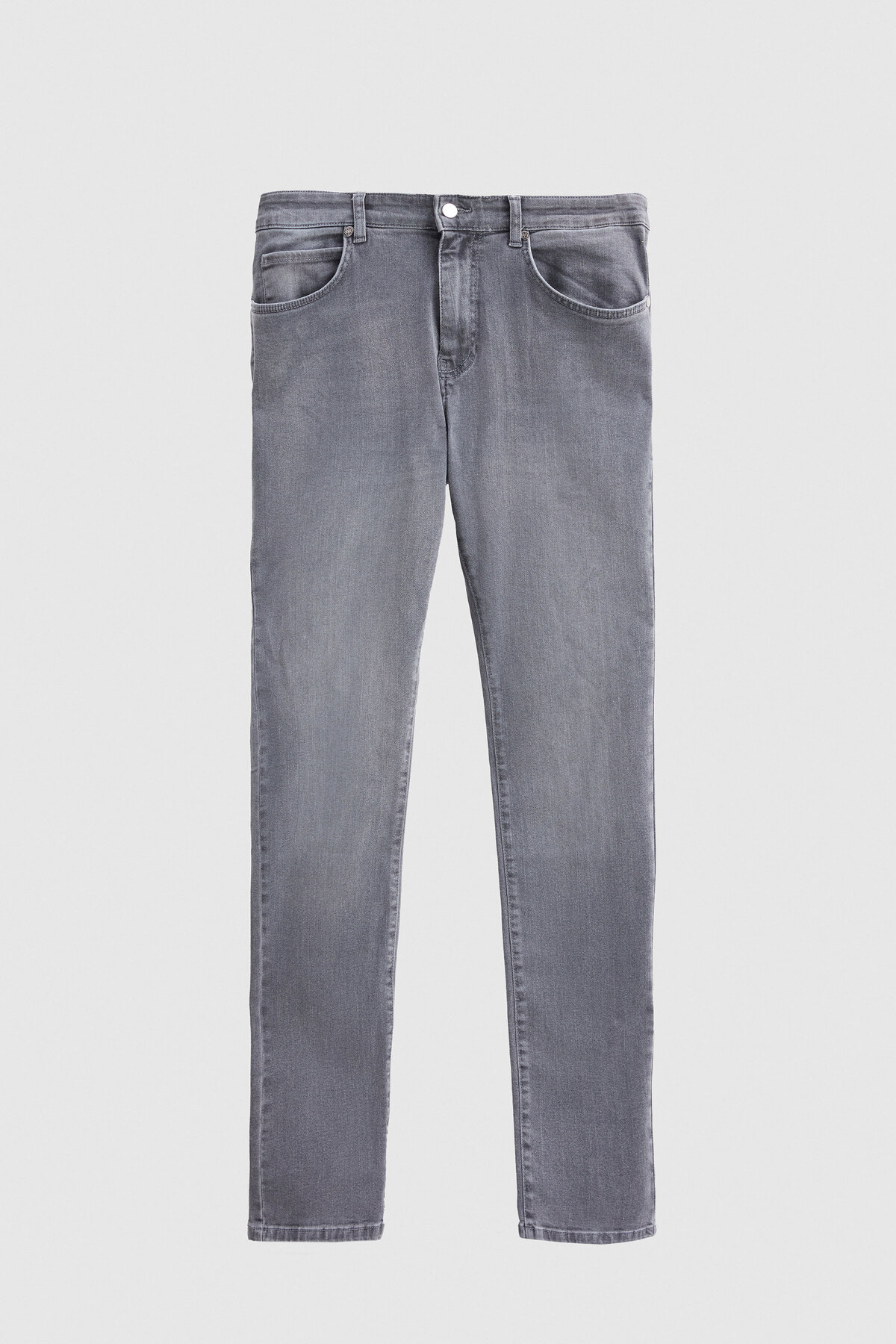 D'S Damat Slim Fit Gri Düz Boru Paça Denim Pantolon görsel 5