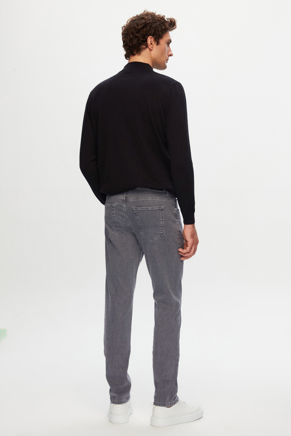 D'S Damat Slim Fit Gri Düz Boru Paça Denim Pantolon görsel 6