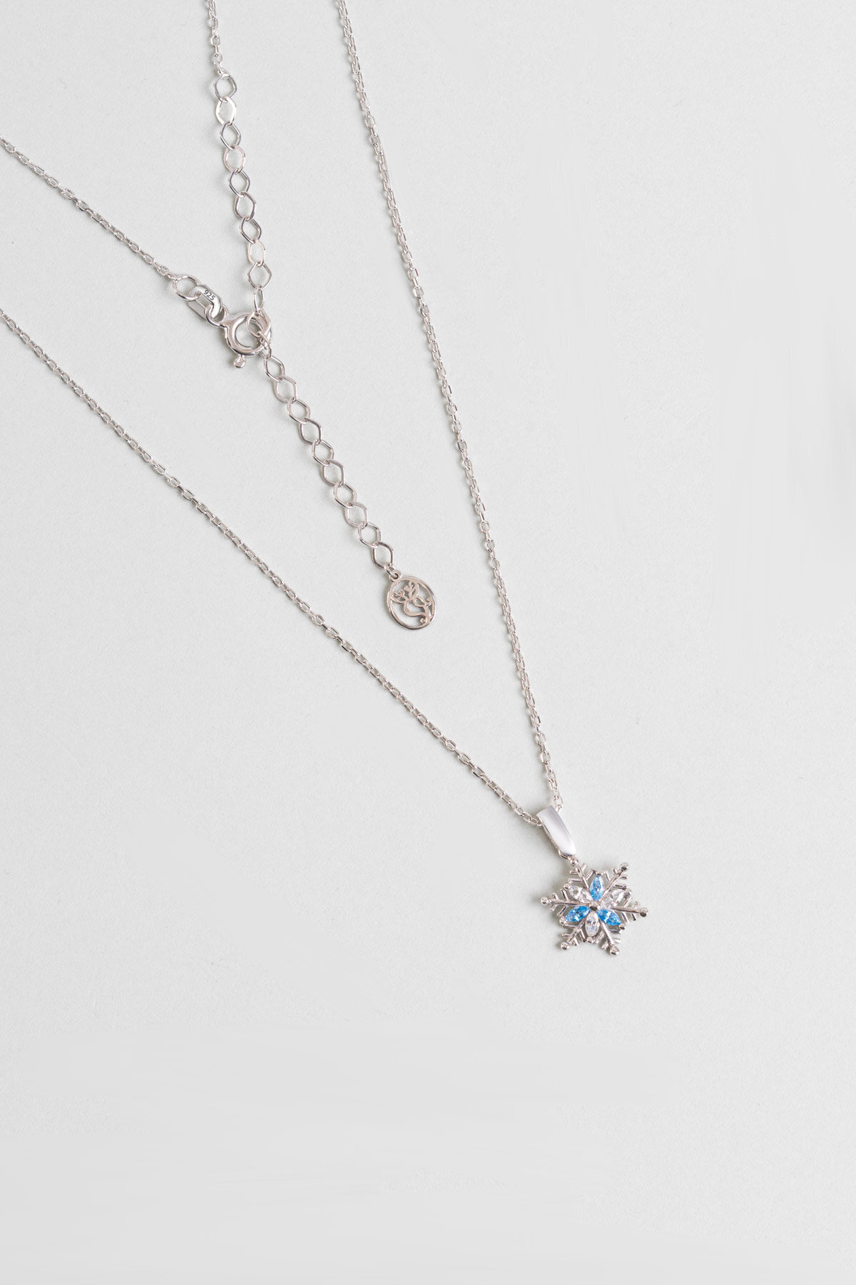 So CHIC... Elsa 18 Ayar Beyaz Altın Kaplama 43 Cm Gümüş Kar Tanesi Kolye