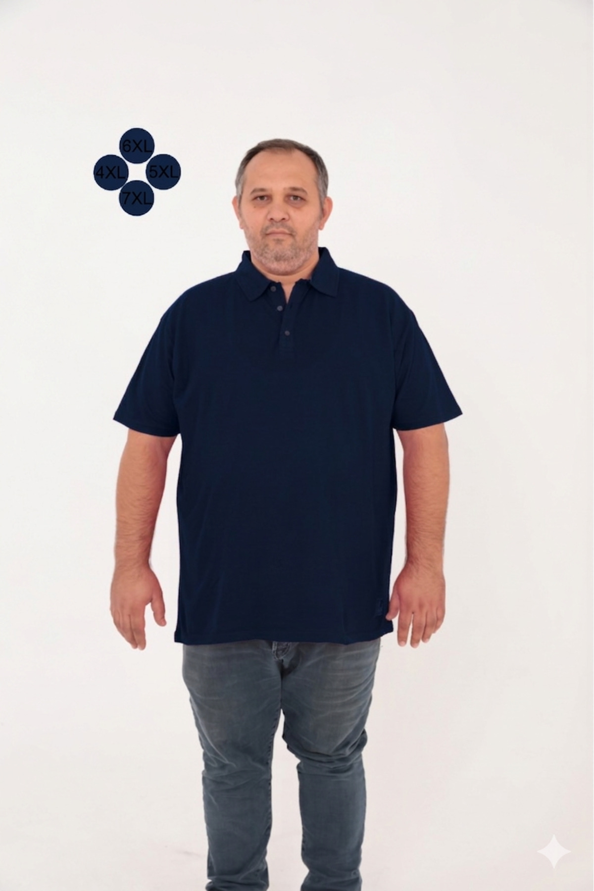 BİG NONA Büyük Beden Unisex POLO YAKA T-Shirt görsel 2