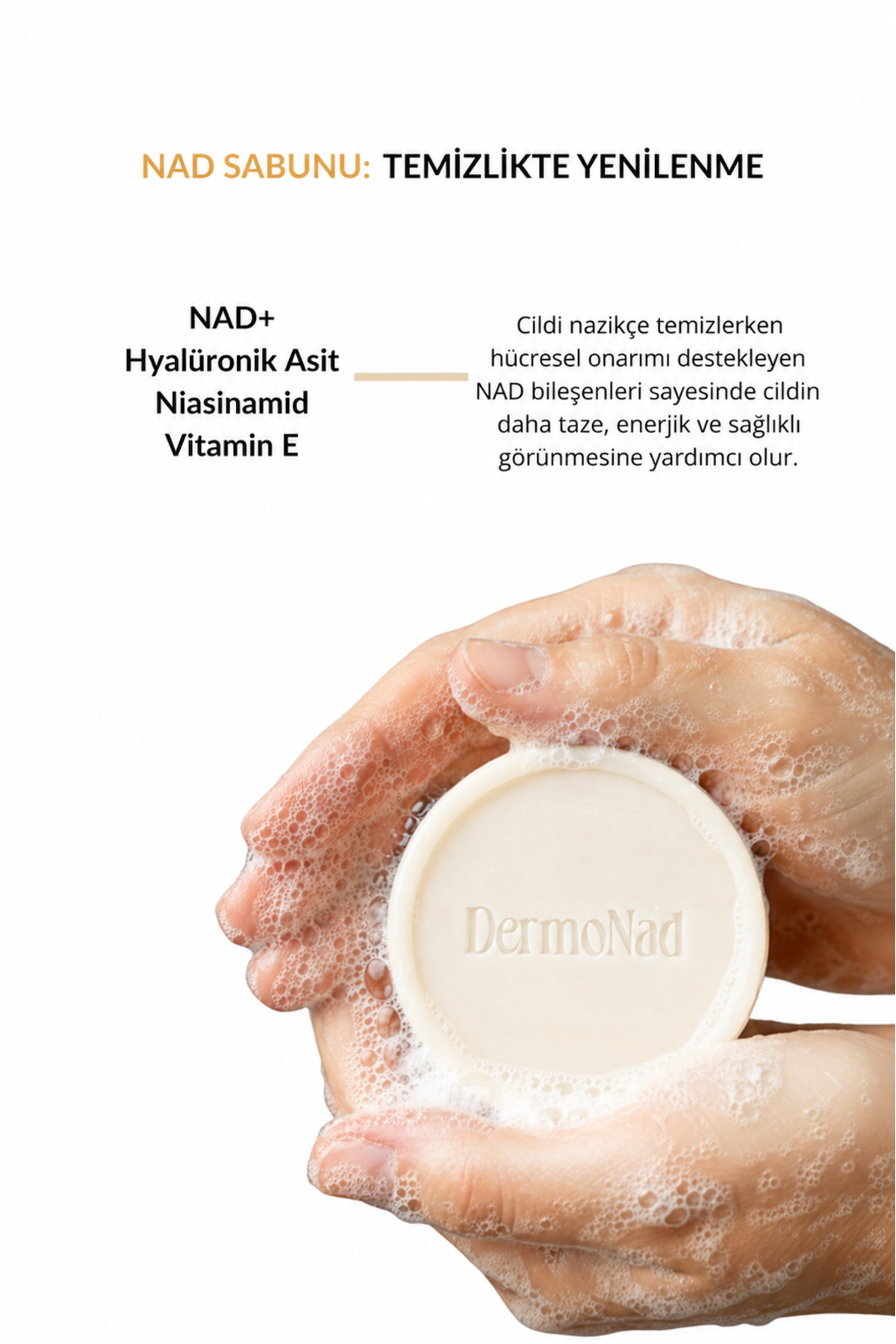 NAD+ Yüz Sabunu Leke Karşıtı, Aydınlatıcı (NAD+, Hyalüronik Asit, Niasinamid, Vitamin E) 100 ML 2 ADET — DNS001 — تصویر 2 از 5
