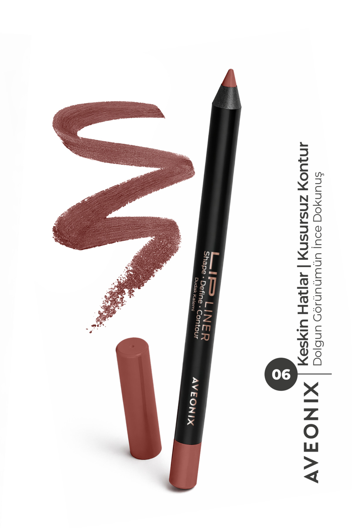 AVEONIX Lip Liner 06 İpeksi Dokulu Kolay Uygulanan Net ve Pürüzsüz Çizgi Dudak Kalemi - Fiyatı, Yorumları