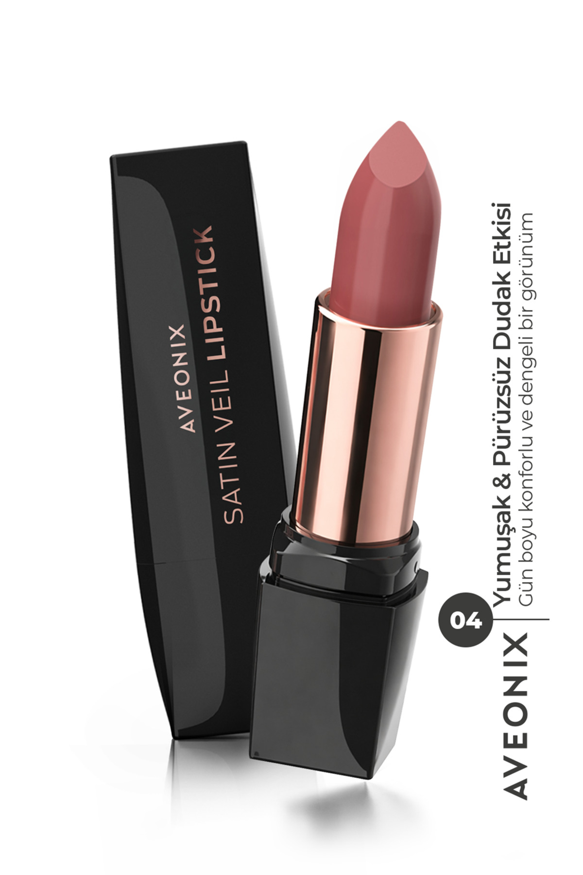 AVEONIX Satin Veil Yarı Parlak Ruj 04 Uzun Süre Kalıcı Pürüzsüz Dolgun Dudak Etkili Lipstick - Fiyatı, Yorumları