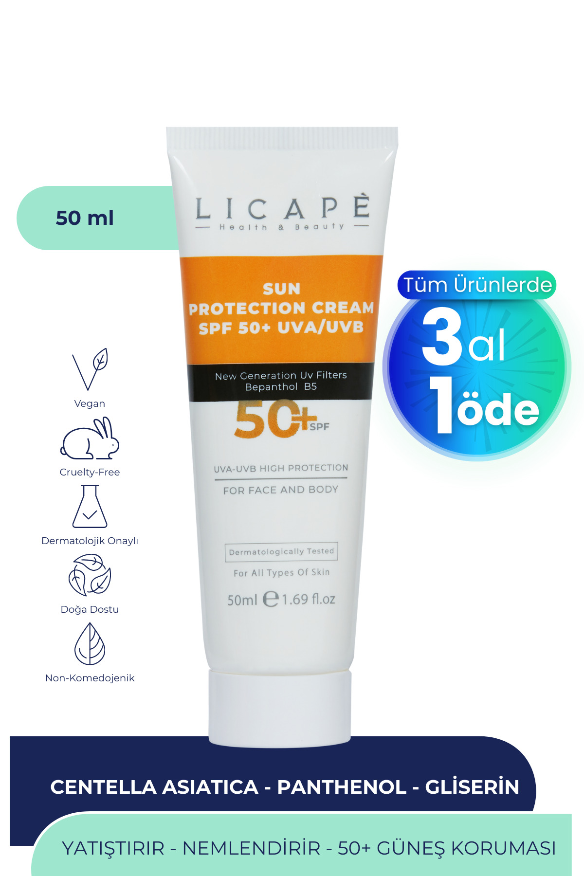 Licape Çok Yönlü Yüksek Korumalı Spf +50 Faktör Uva - Uvb Güneş Kremi 50 ml — 22544822