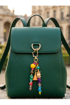 ANKA Accessories Renkli Boncuklu-Kedili Çanta Charmı