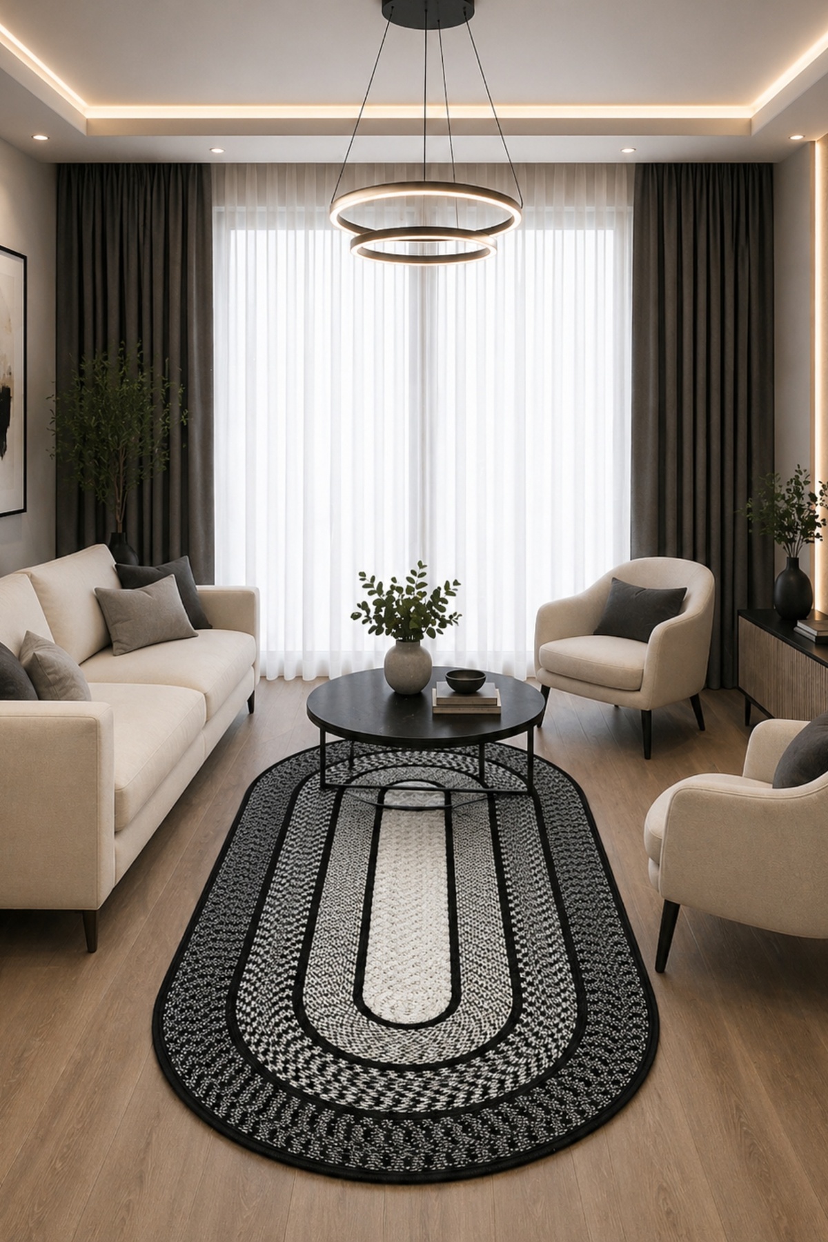JÜT OVAL DEKORATİF EL ÖRGÜSÜ HALI KİLİM YOLLUK