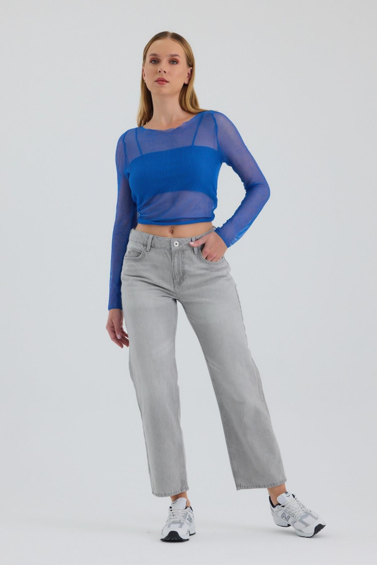BPF Gri Normal Bel Straight Jean