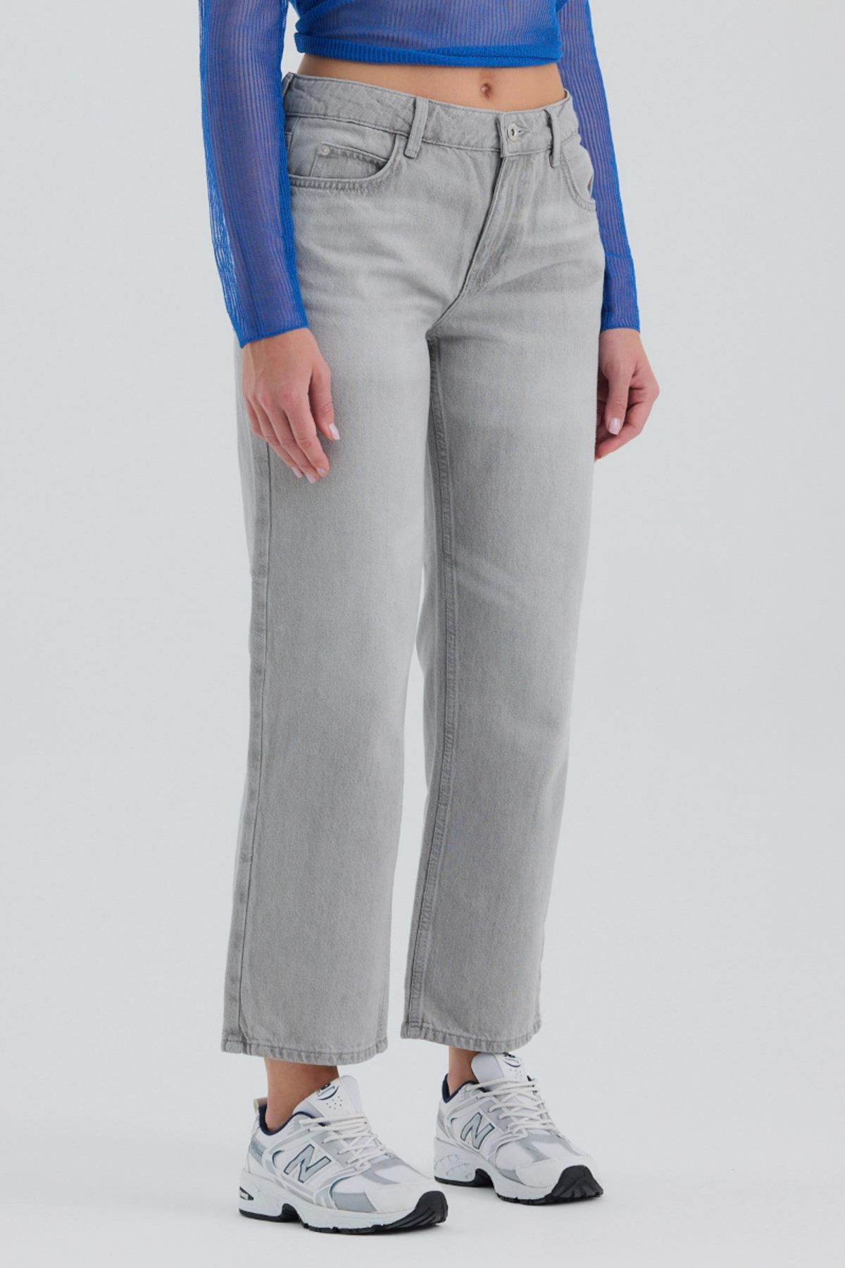 BPF Gri Normal Bel Straight Jean görsel 4