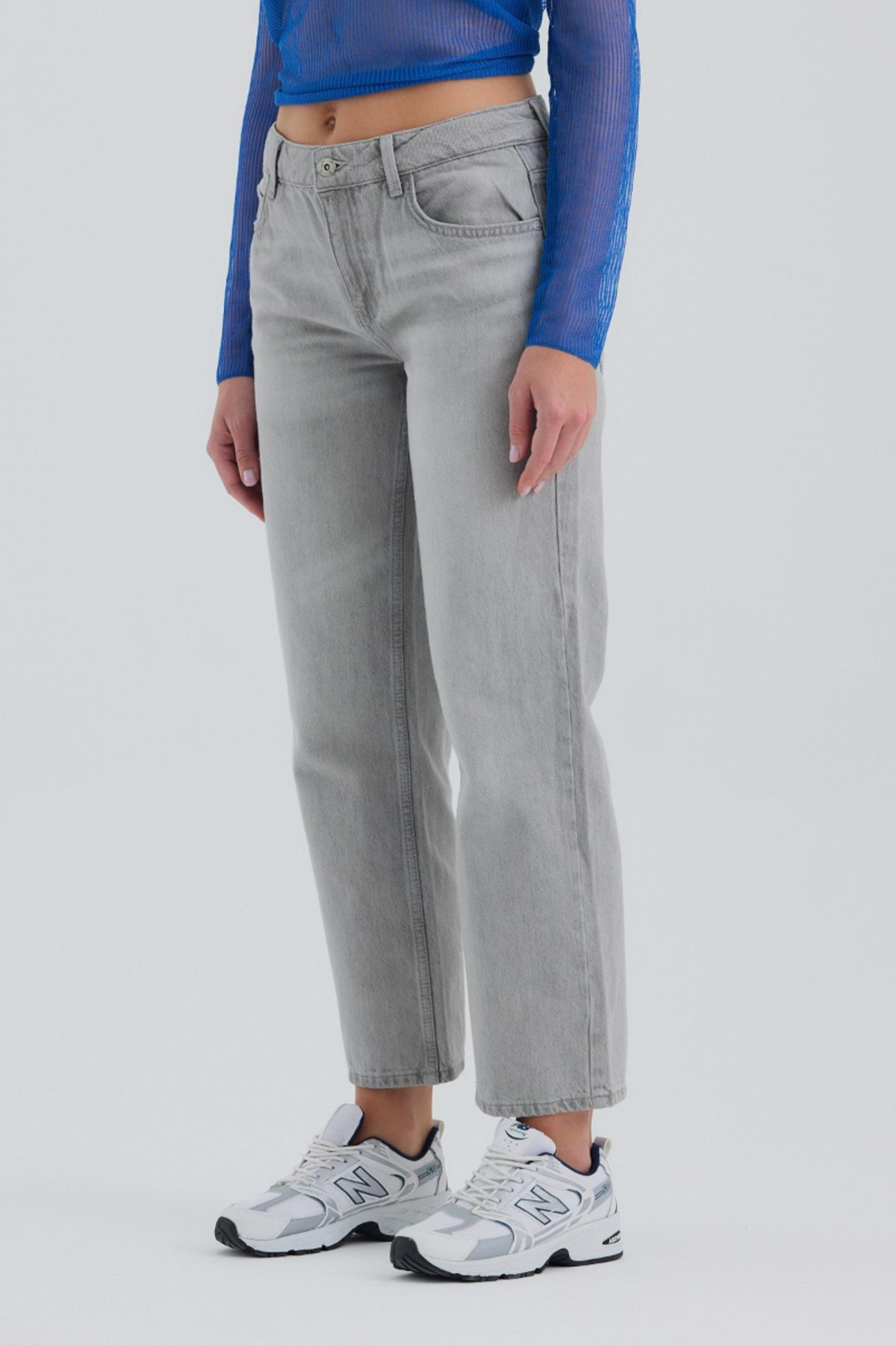 BPF Gri Normal Bel Straight Jean görsel 3
