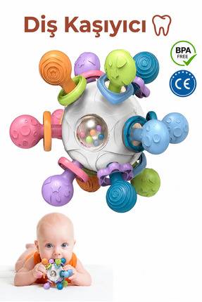 BBSKY Montessori Eğitici Bebek Diş Kaşıyıcı Top Eğitici Bebek Oyuncağı Çıngır...