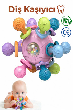 BBSKY Montessori Eğitici Bebek Diş Kaşıyıcı Top Eğitici Bebek Oyuncağı Çıngır...