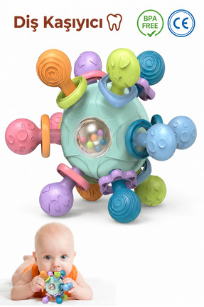 BBSKY Montessori Eğitici Bebek Diş Kaşıyıcı Top- BPA İçermez Diş Kaşıma Çıngı...