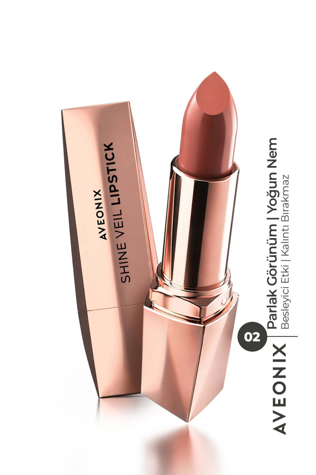 AVEONIX Shine Veil Parlak Ruj 02 Nemlendirici Pürüzsüz Dolgun Dudak Etkili Lipstick - Fiyatı, Yorumları