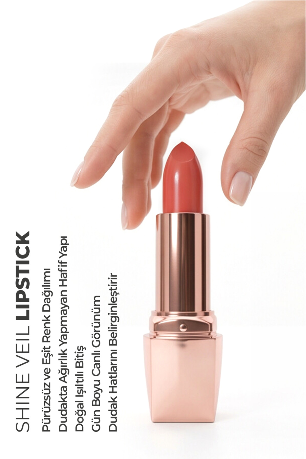 Shine Veil Parlak Ruj 08 Nemlendirici Pürüzsüz Dolgun Dudak Etkili Lipstick — رنگارنگ R-AVX-01 — تصویر 5 از 8