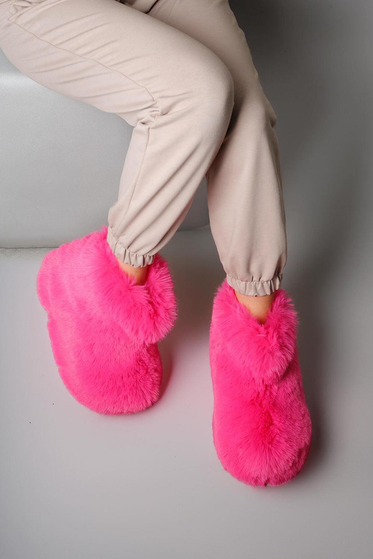 Beyond Kadın Fuşya Bumble İçi Kürklü Ultra Hafif Tüylü Panduf 4cm BYND03 görsel 3