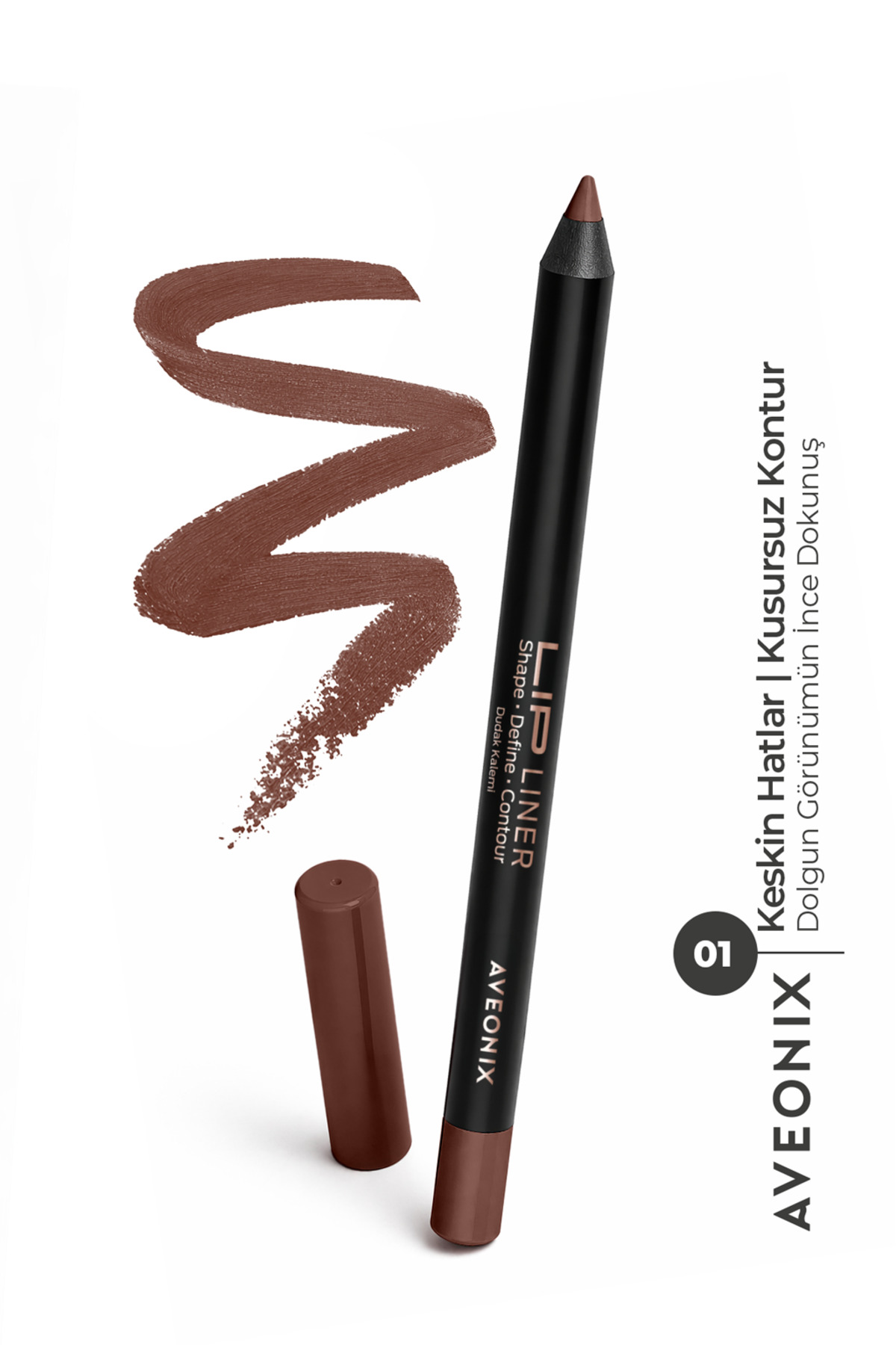AVEONIX Lip Liner 01 İpeksi Dokulu Kolay Uygulanan Net ve Pürüzsüz Çizgi Dudak Kalemi - Fiyatı, Yorumları
