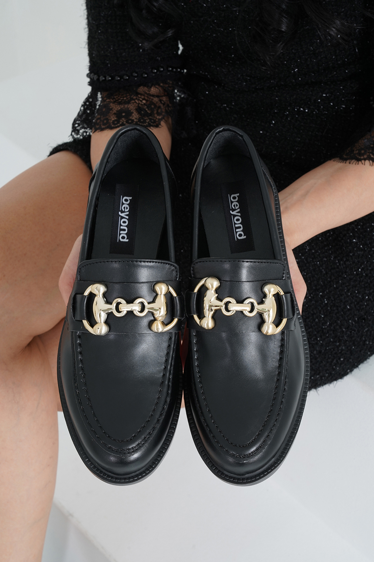 Beyond Kadın Siyah Deri OGC Tokalı Loafer Makosen Ayakkabı 3cm BYNDLFRK01 görsel 4