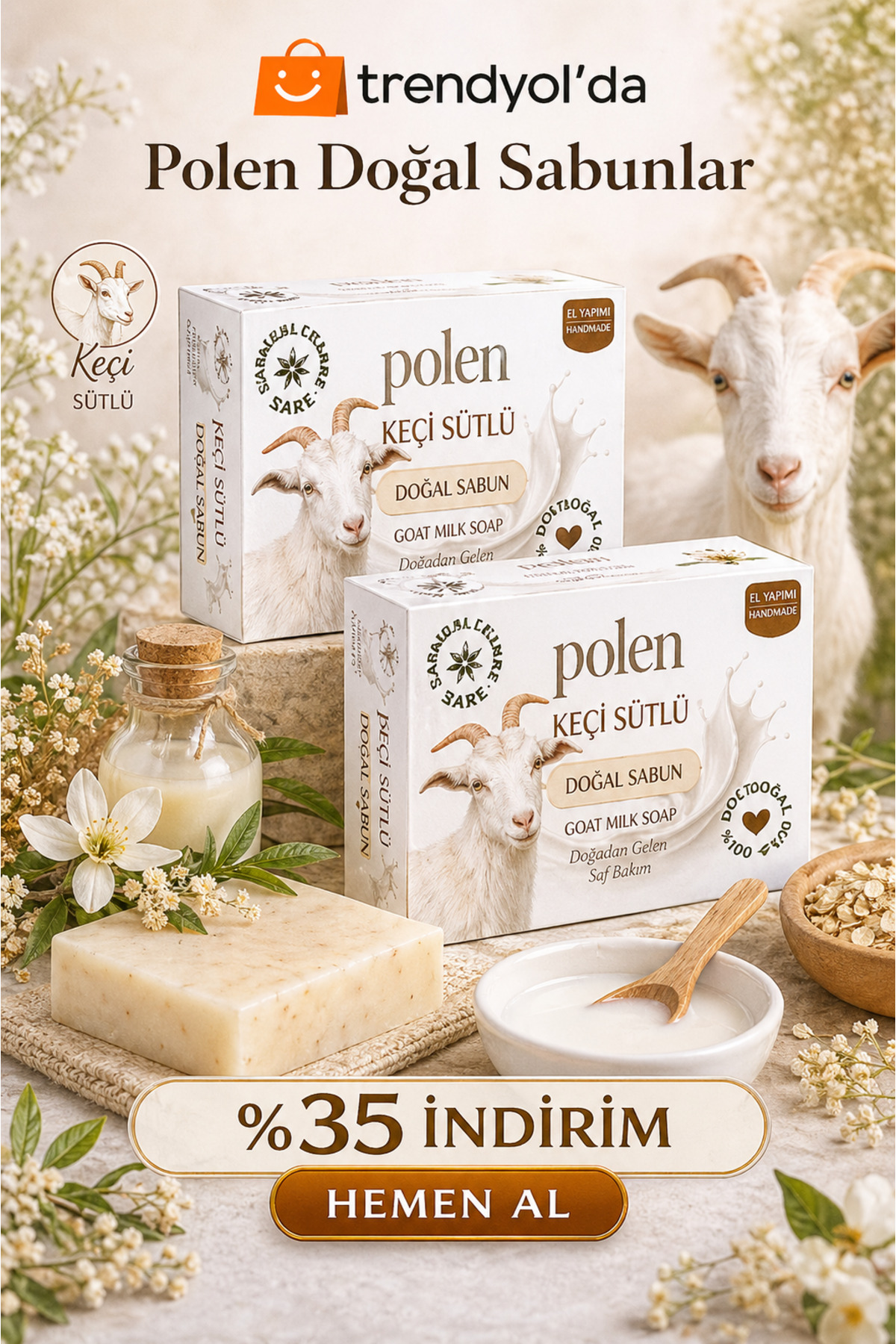 POLEN Doğal Sabun Seti – 2’li Avantaj Paketi (100 g x 2) - Fiyatı, Yorumları