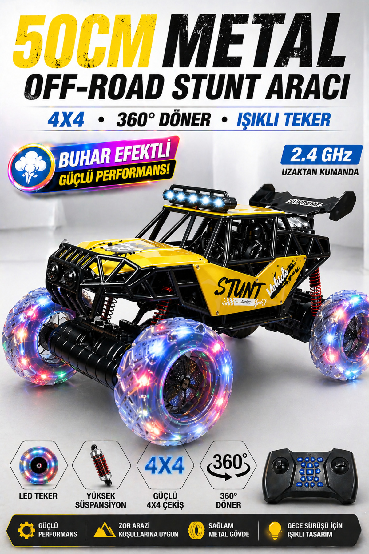 YILDIRIM OYUNCAK Uzaktan Kumandalı Şarjlı Buhar Atan Off-Road