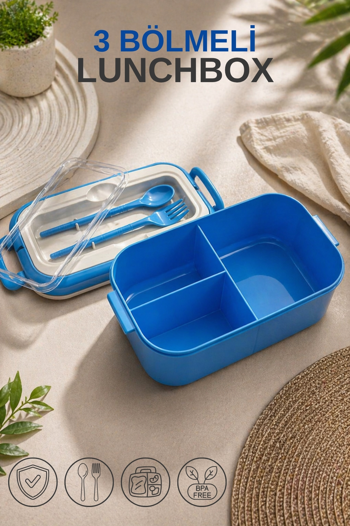 Nandy Home Lunchbox Kaşık & Çatal Dahil Yemek Kabı - Kilitli