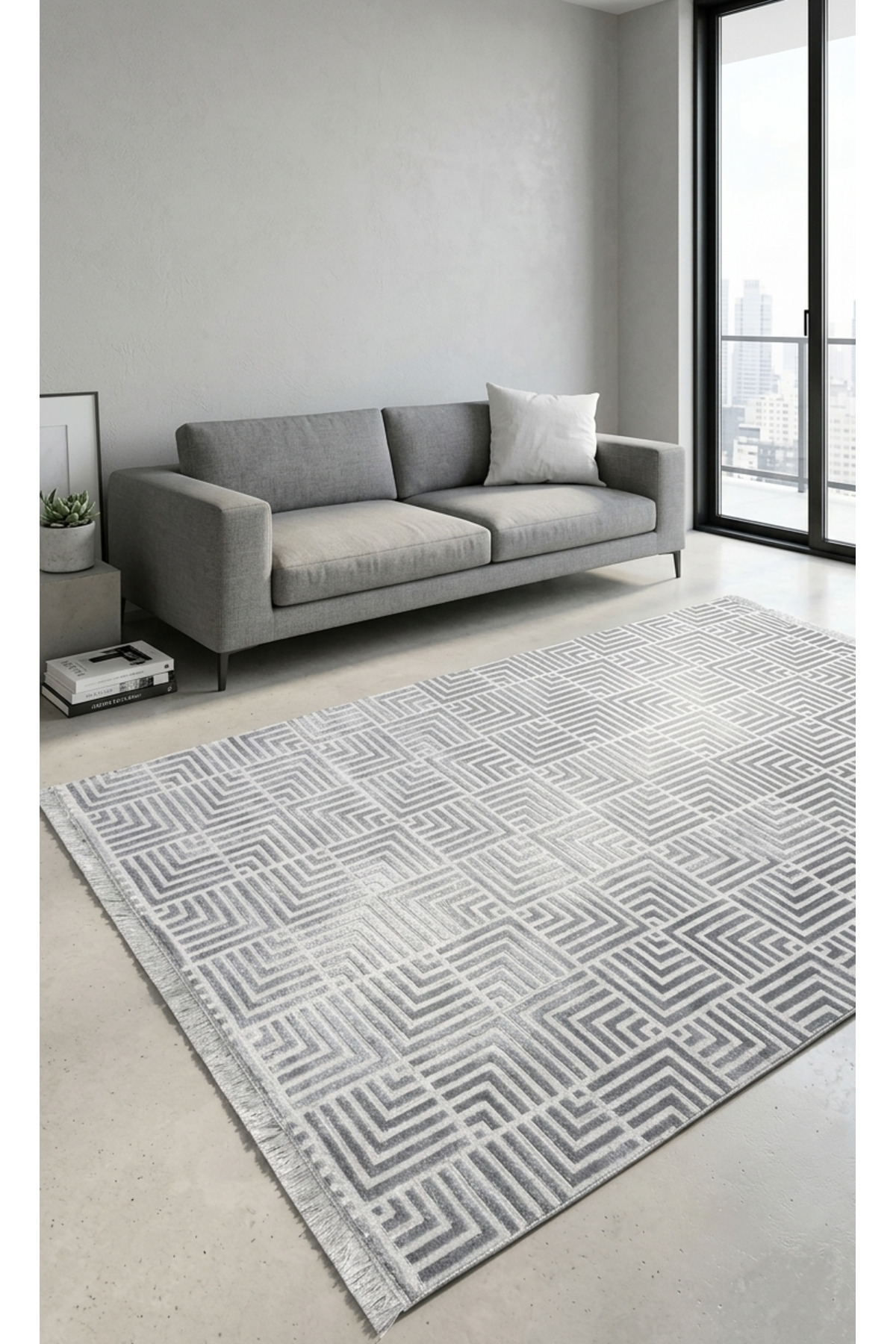 Classi Soft Thin Satin Bamboo Carpet Anti-Slip Base Washable Modern Living Room Kitchen Corridor Rug