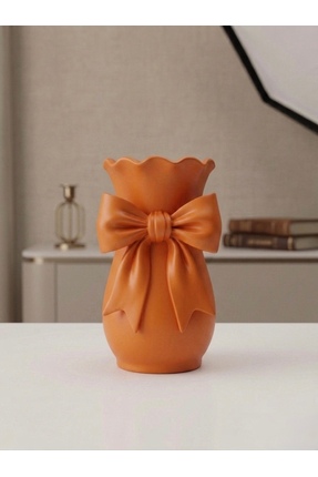 3D Modern Fiyonk Detaylı Dekoratif Tasarım Vazo - Estetik Ev Aksesuarı