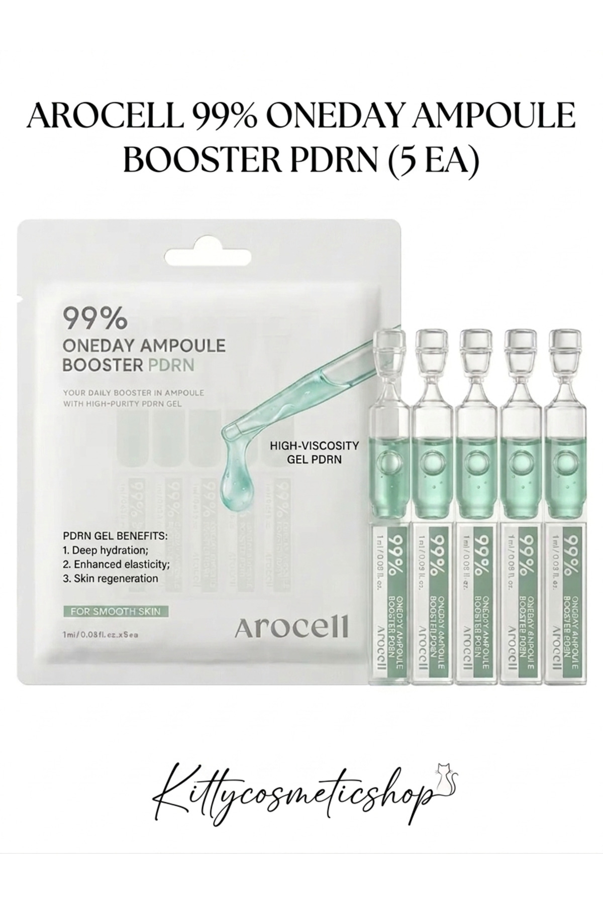 AROSELL 99% Oneday Booster Ampoule(PDRN, 1ML X 5 ADET(PDRN İçeren Nemlendirici Booster Serum) — 18809710462502 — تصویر 2 از 4