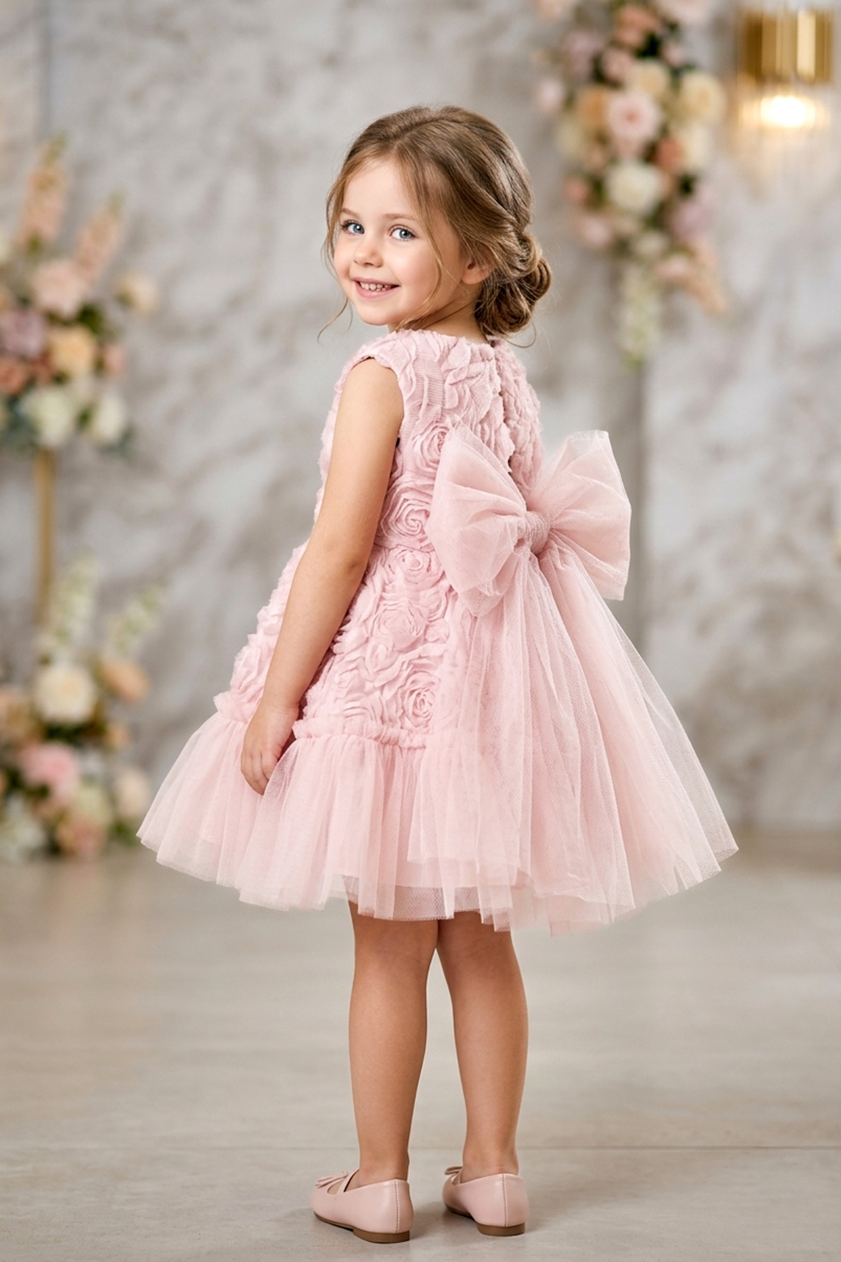 Baby Animals Baby Girl Birthday Party Wedding Dress Short Sleeve Sleeveless Rose Bow Tulle Tutu Lined