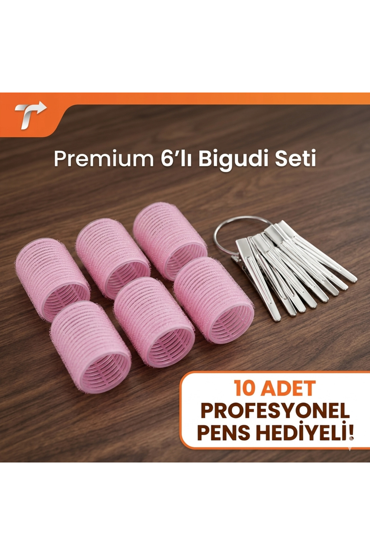 irtihal 6'lı cırtlı yapışkanlı bigudi seti 10'lu pens HEDİYE 4.5cm çapında — slh4236666655