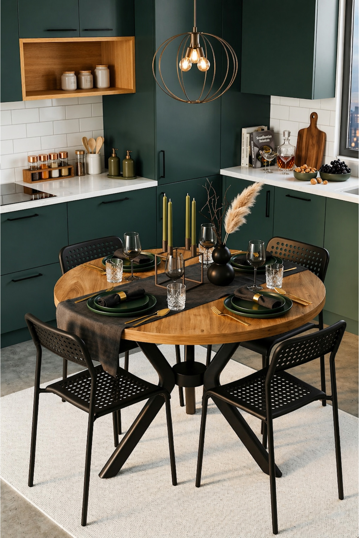 Pine 4 Seater Kitchen Table Set Round Table Dining Table Kitchen Table Chair Set 4 Chairs 1 Table