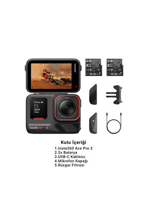 Insta360 Ace Pro 2 8K Aksiyon Kamerası Çift Batarya Kiti – Leica Lens, 2x Bat...