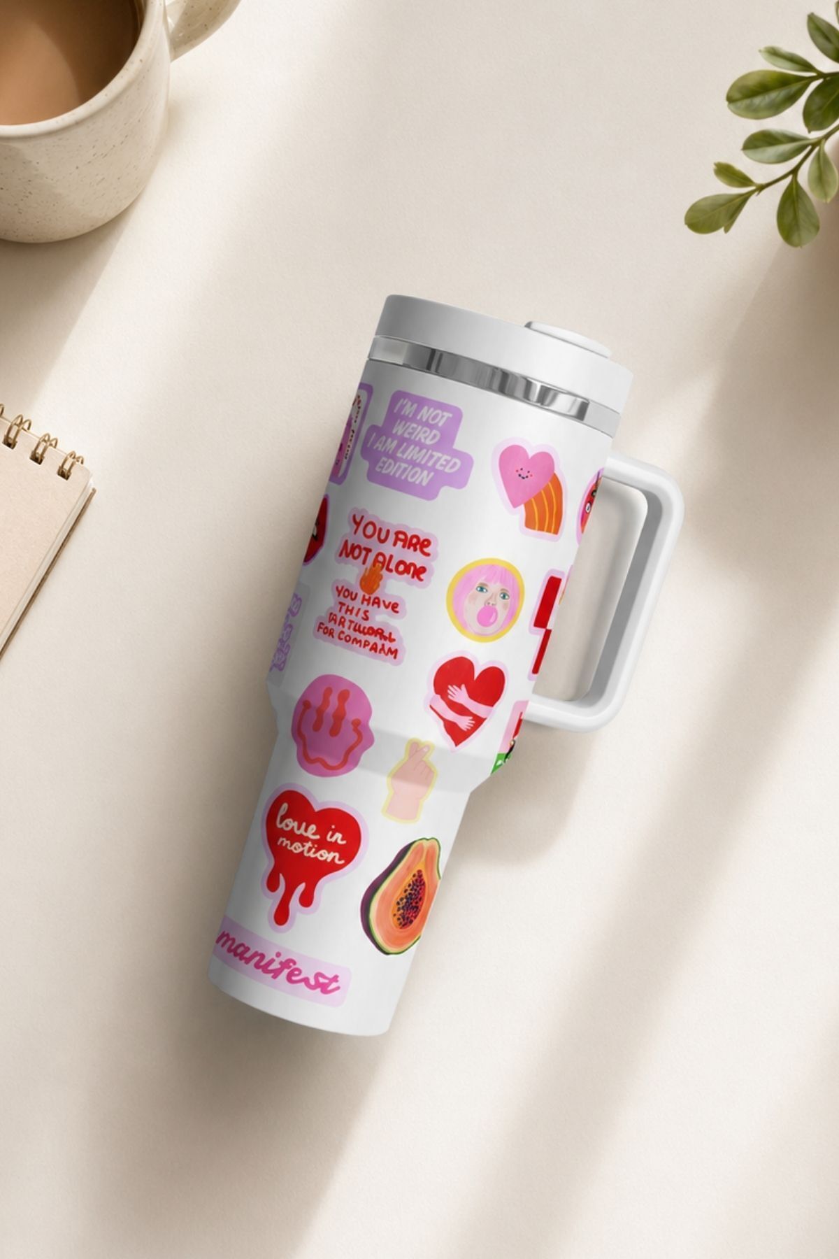 20'li Sticker Set Pembe Estetik Kolaj Modern Sanat Laptop Telefon Sticker