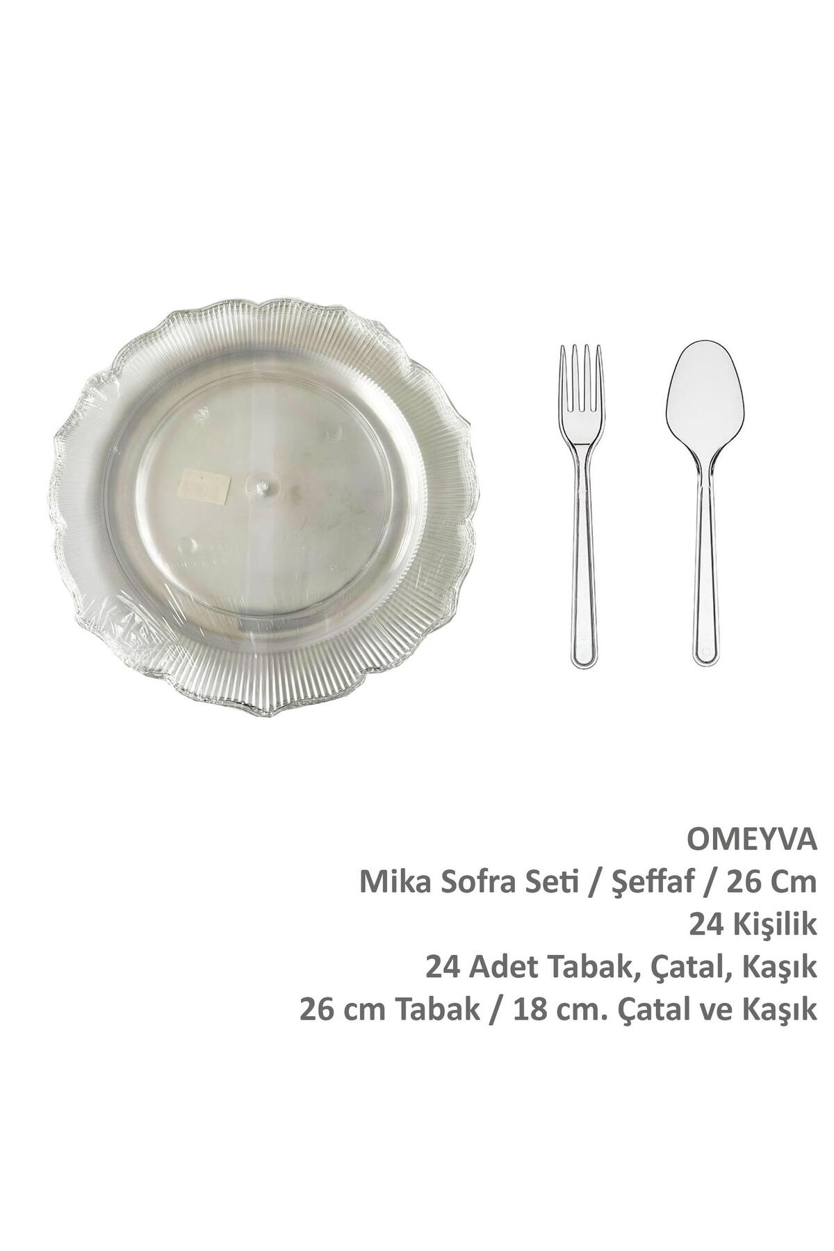 omeyva 26 Cm. Plastik Sert Mika Şeffaf Sorfa Piknik Seti - 24