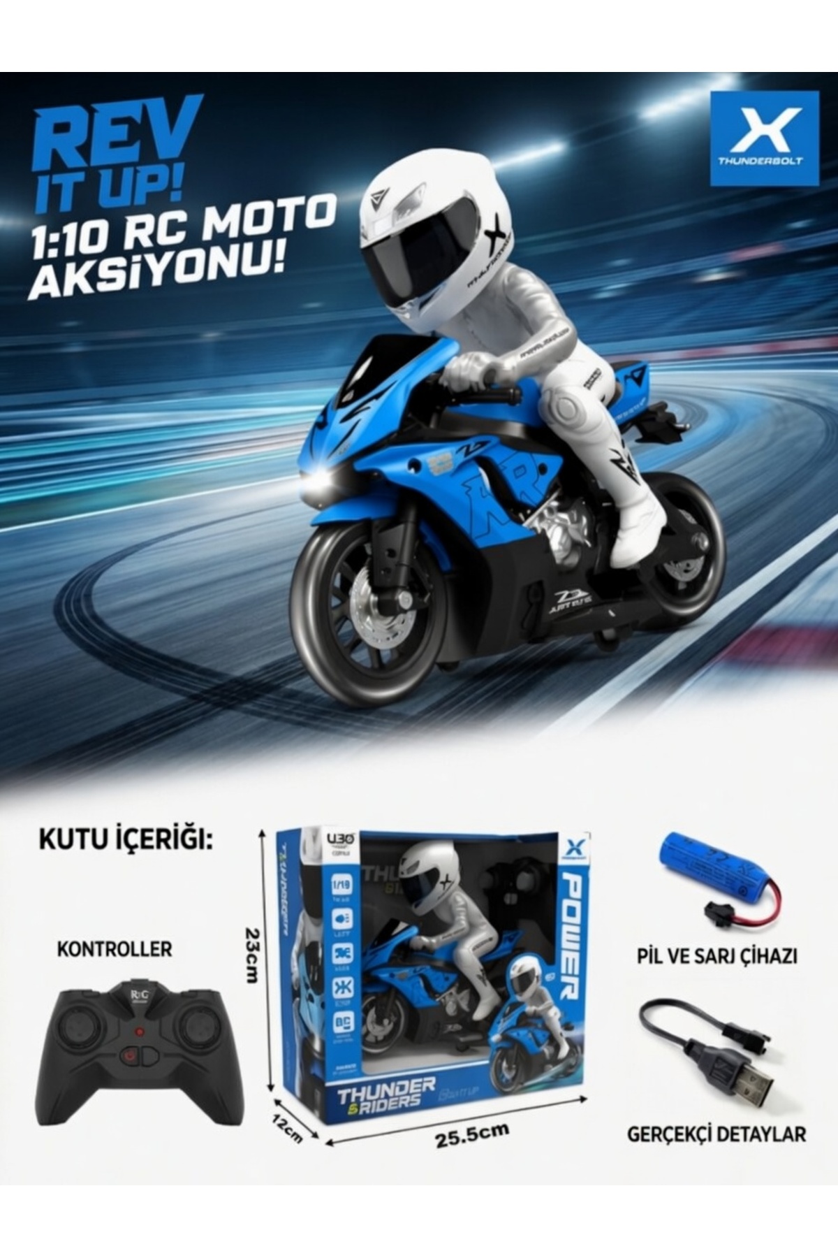 MotoGarage TH-Speed X Uzaktan Kumandalı RC Motosiklet Model - Mavi
