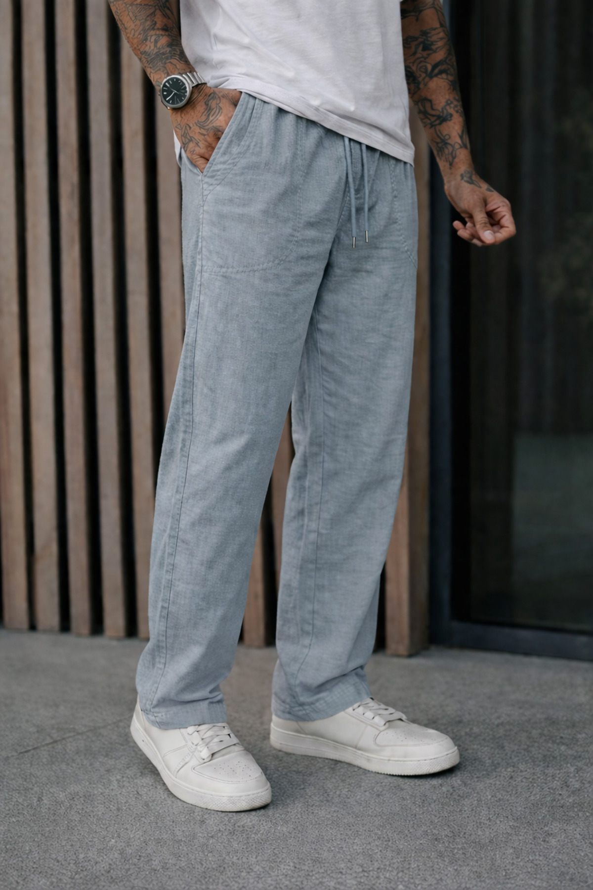 DAMGA JEANS 3 Adet Erkek Premium Yazlık Jogger Keten Pantolon görsel 4