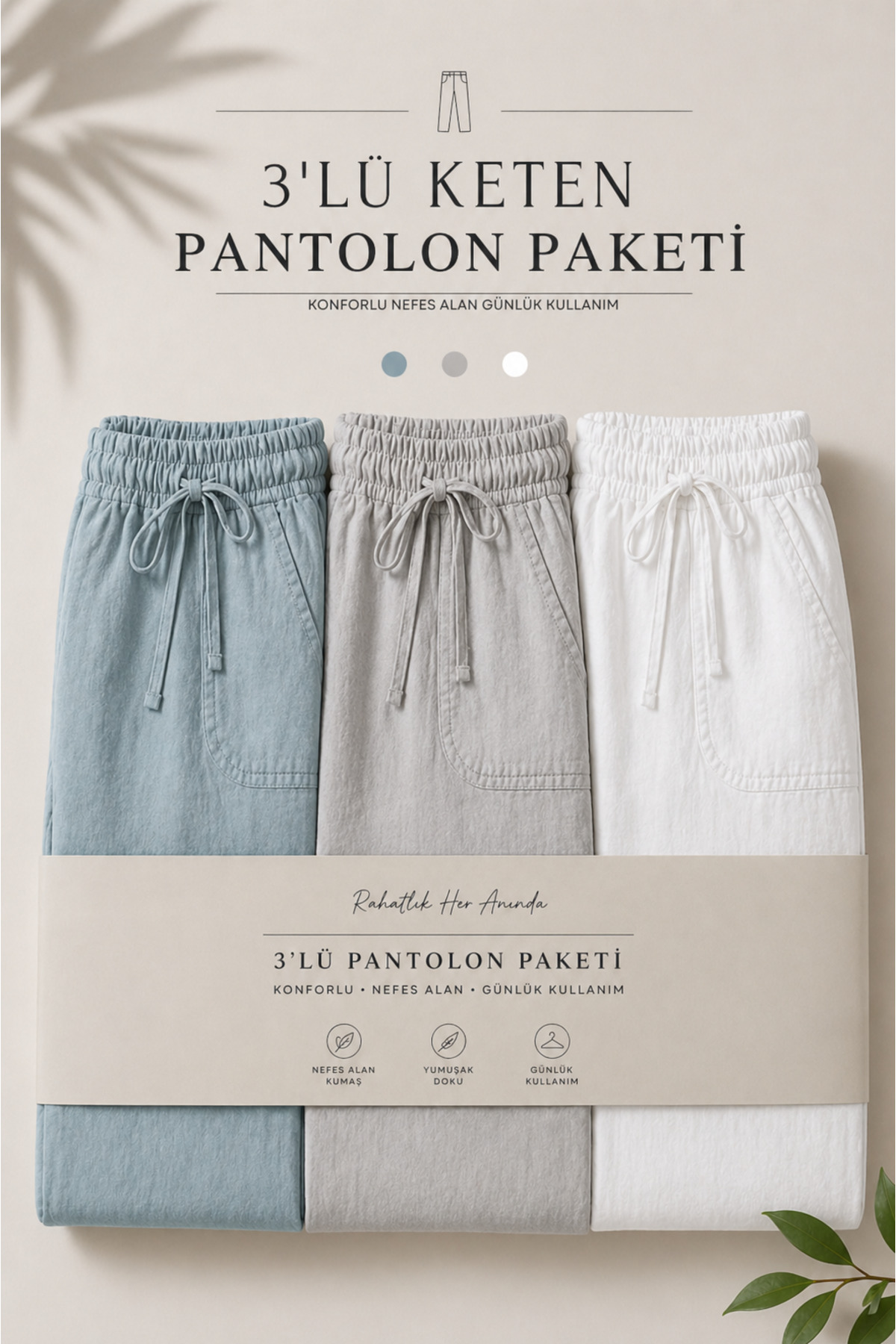 DAMGA JEANS 3 Pieces Men's Premium Summer Jogger Linen Trousers
