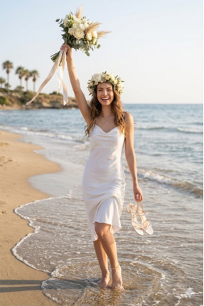 Pico L'intimo Degaje Yaka Uzun Saten Gecelik-Bridal & Balayı Koleksiyonu