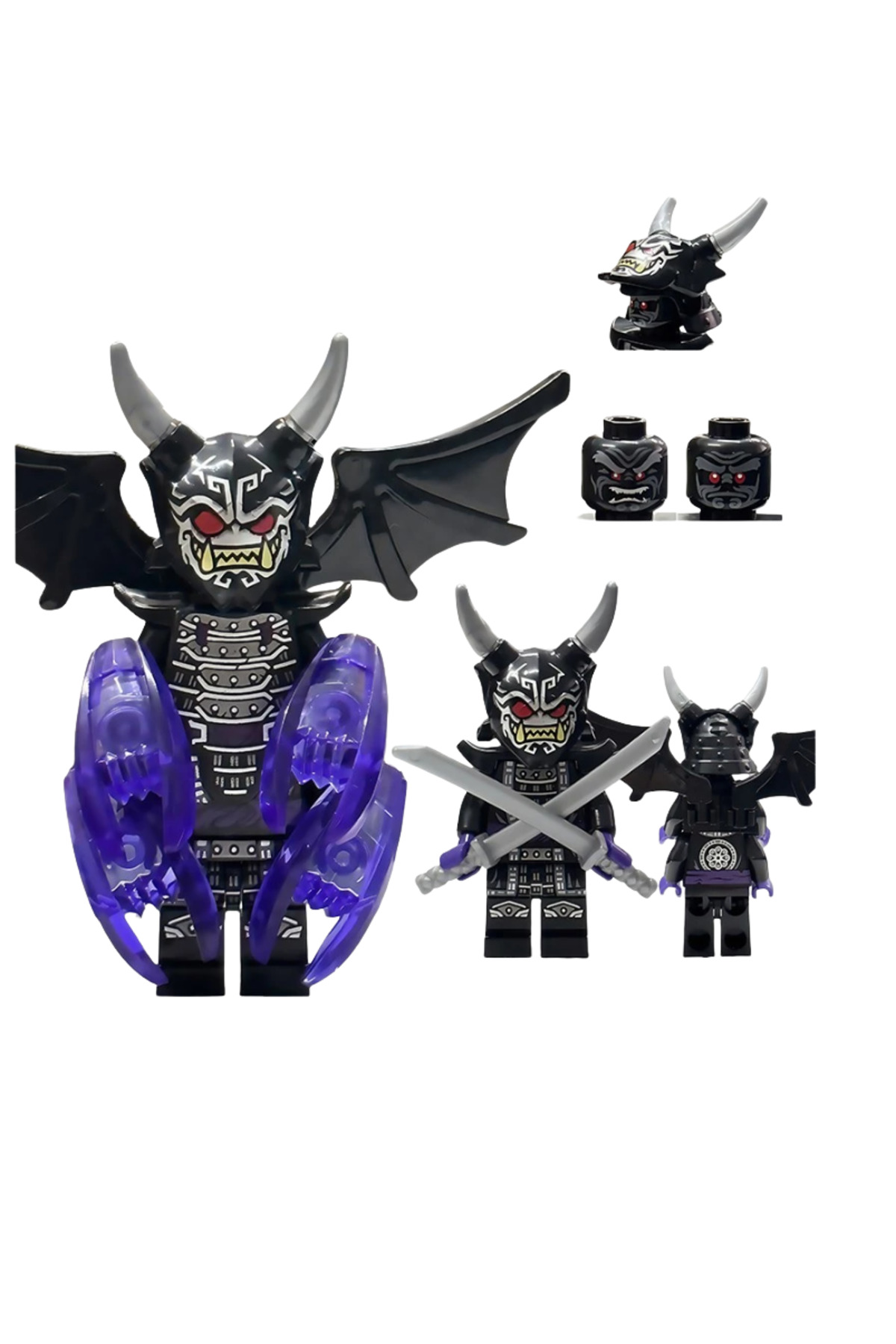 y*a様 ボディプロテクター 赤黒SAMURAIGYM yamanS Ninja Oni Garmadon Kanatlı Form Figür Yapı Blok Oyuncak
