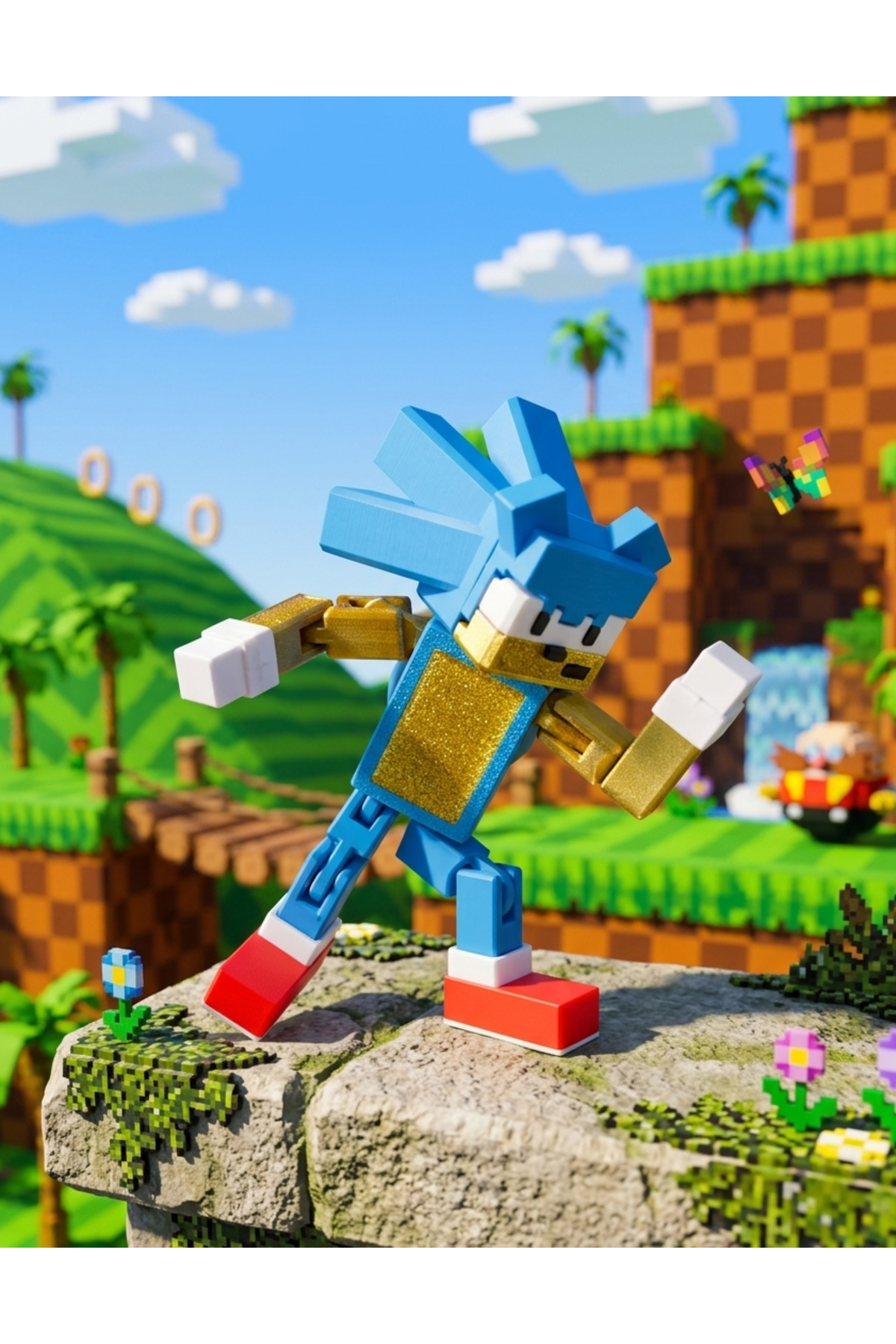 joybaskı Hareketli Pixel Sonic Figür - Eklemli Aksiyon Figürü