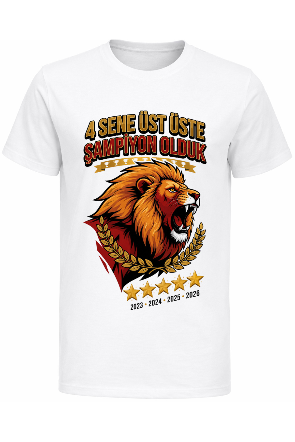 short-sleeved roaring lion 4 years printed cotton champion 2025-2026 printed children's t-shirt