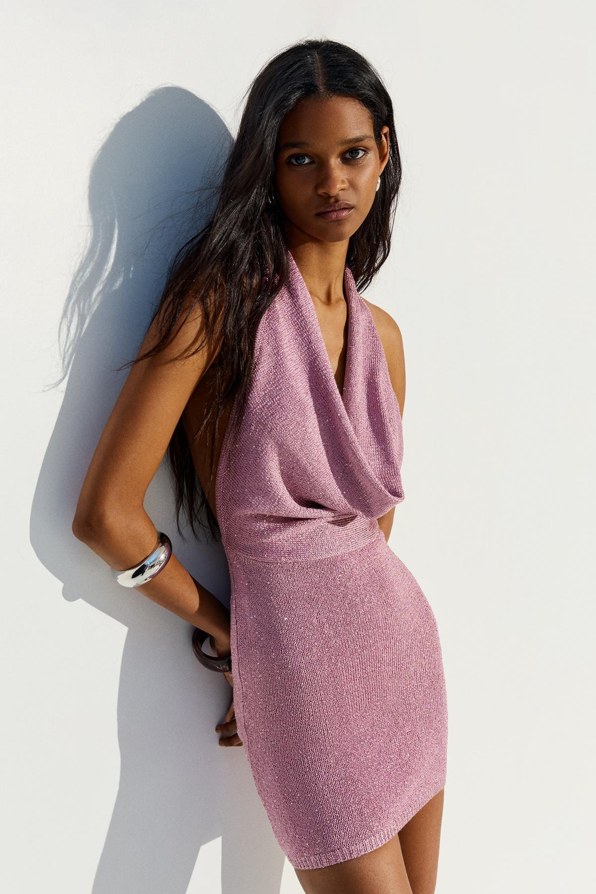 Sequin weightlifting collar mini dress