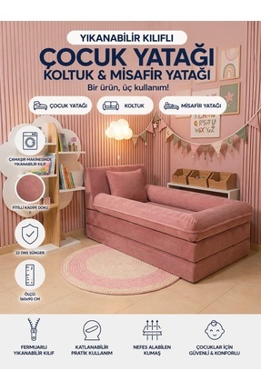 COLORMIX Katlanabilir Çok Amaçlı Sünger Koltuk Yatak 3'ü 1 Arada Koltuk Çocuk...