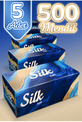 silk "500" Soft Çift Katlı Pratik Mendil Çek Kullan Kutu Mendil (5ADET)x(100M...