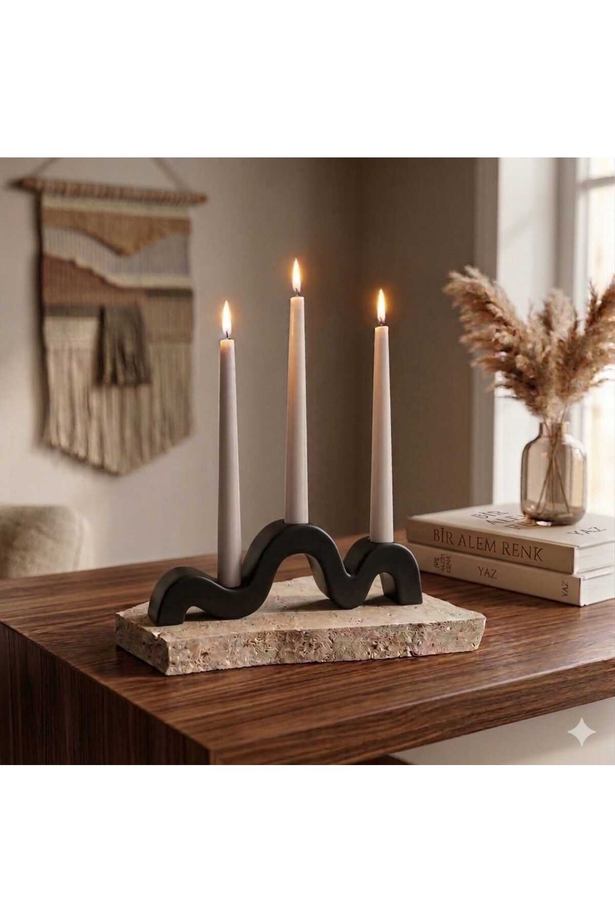Modern Wavy Concrete Candle Holder - 4 Color Options (Black, Gold, Silver, White)