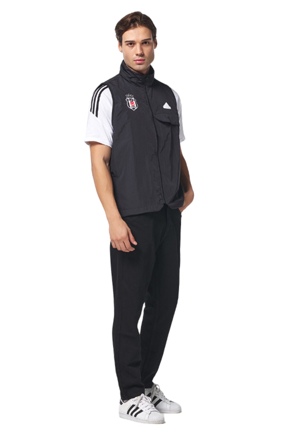 Beşiktaş ORİJİNAL LİSANSLI ADİDAS SİYAH SIFIK KOL YELEK görsel 2