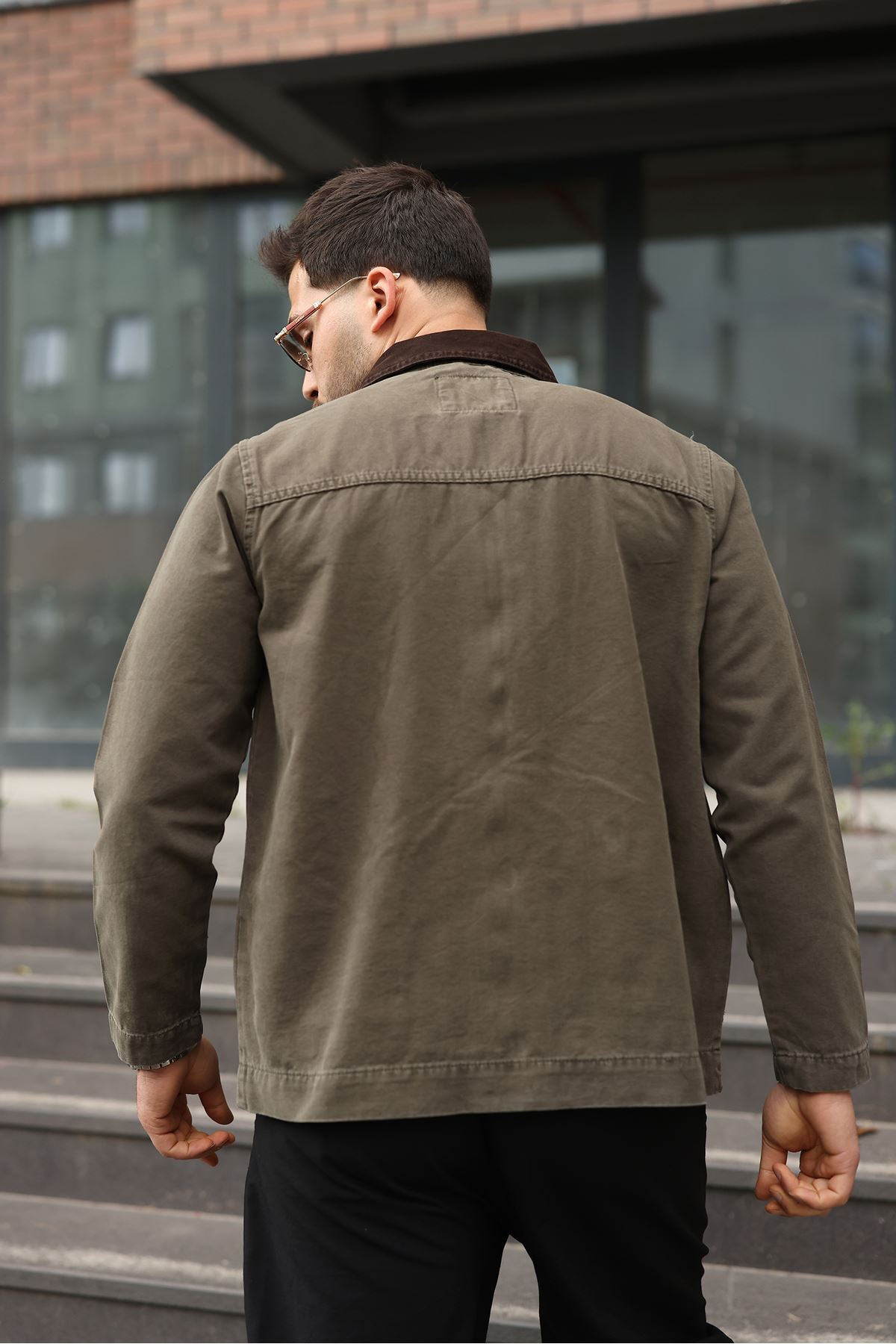 LTC Jeans Erkek Haki Garni Yaka Spor Canvas Mont görsel 4