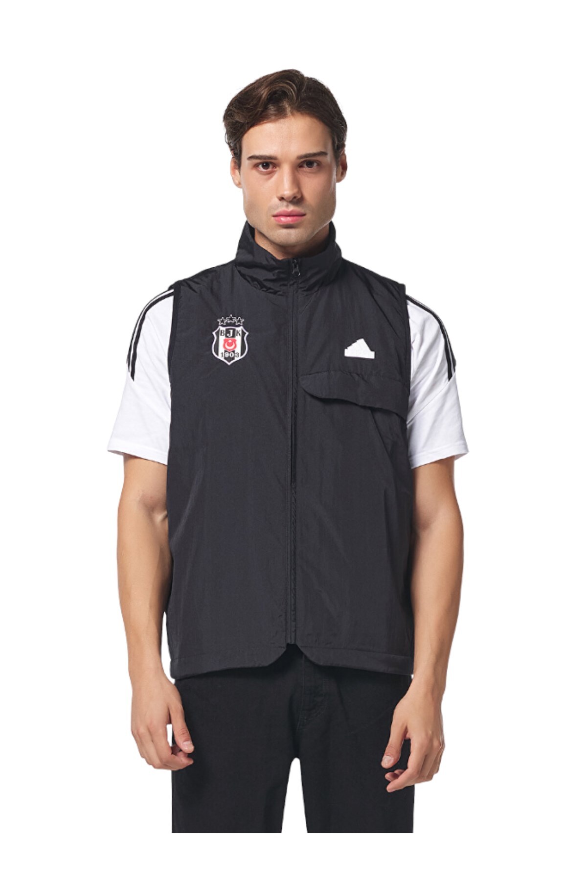 Beşiktaş ORİJİNAL LİSANSLI ADİDAS SİYAH SIFIK KOL YELEK